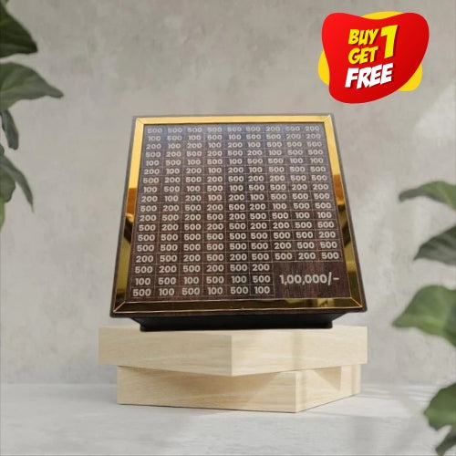 Wooden Money Saving Box | Buy 1 Get 1 Free | One Lakh Saving Box | Small Amount Becomes Big Savings (Pack of 2)