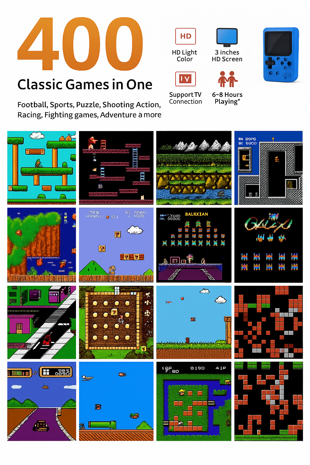 SUP X1 Game Console - 400 Classic Games in One
